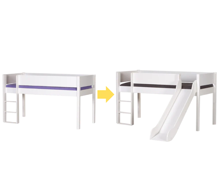 Halvhøjseng til seng med rutsjebane - Pavo - height sleeper to bed with slide - Pavo - Anthracite - 2