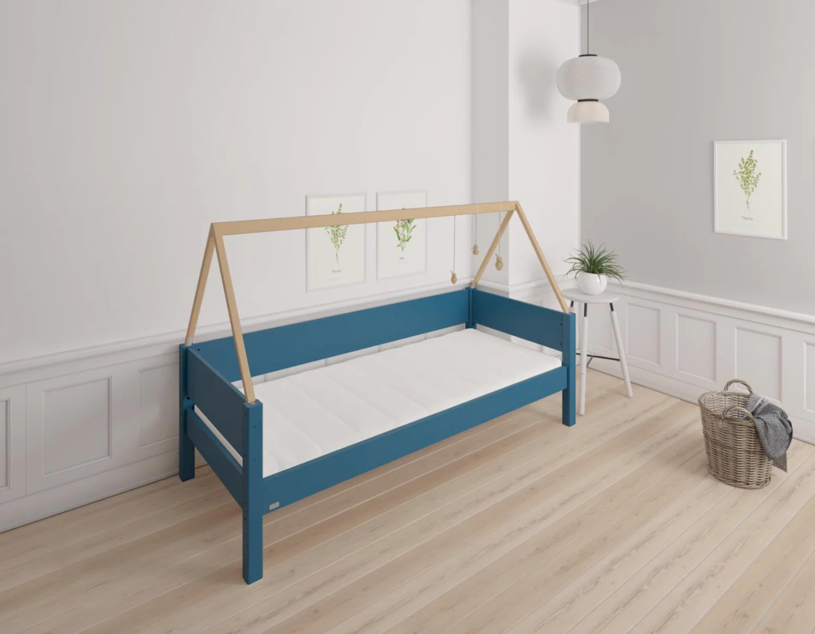 Saga børneseng med sengestel af bøg - 90*160cm - Aqua blue - 41