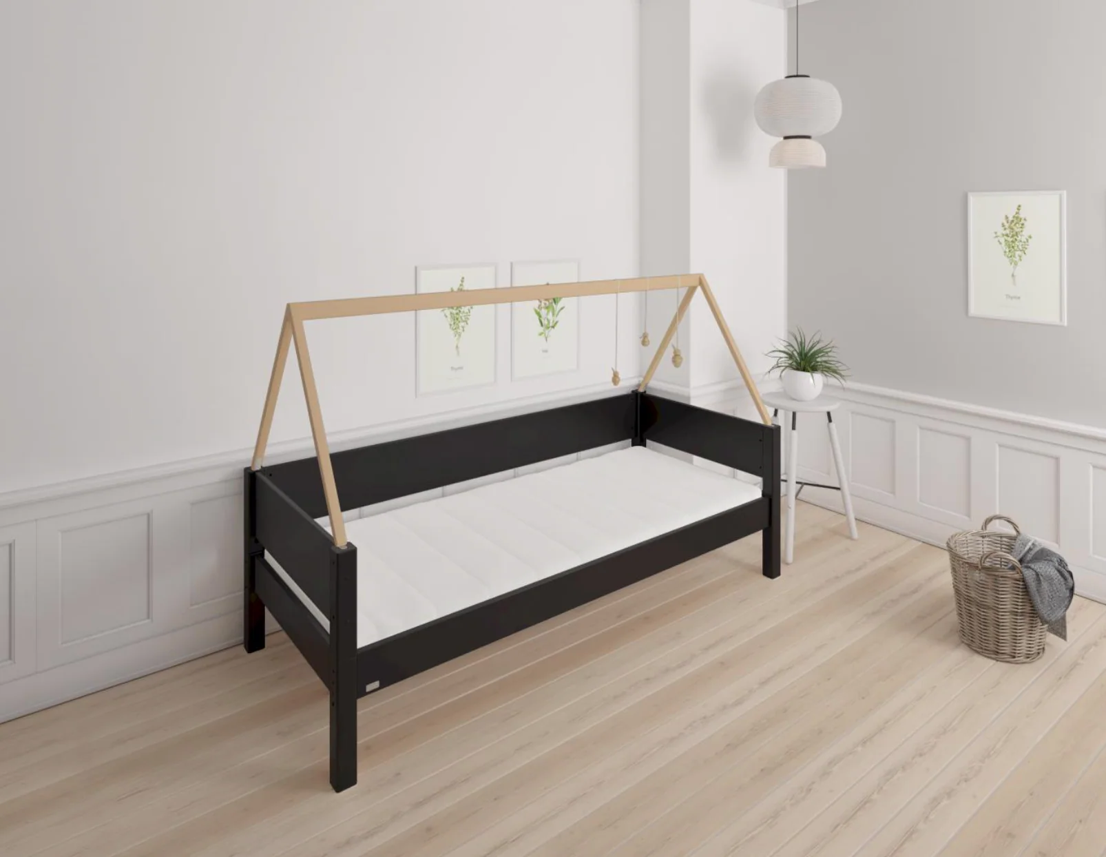 Saga børneseng med sengestel af bøg - 90*160cm - Black - 39