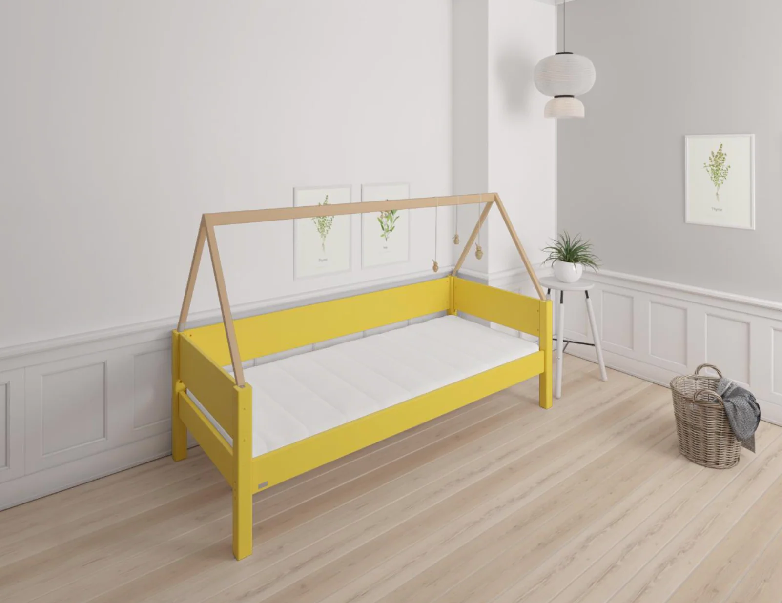 Saga børneseng med sengestel af bøg - 90*160cm - Curry yellow - 43