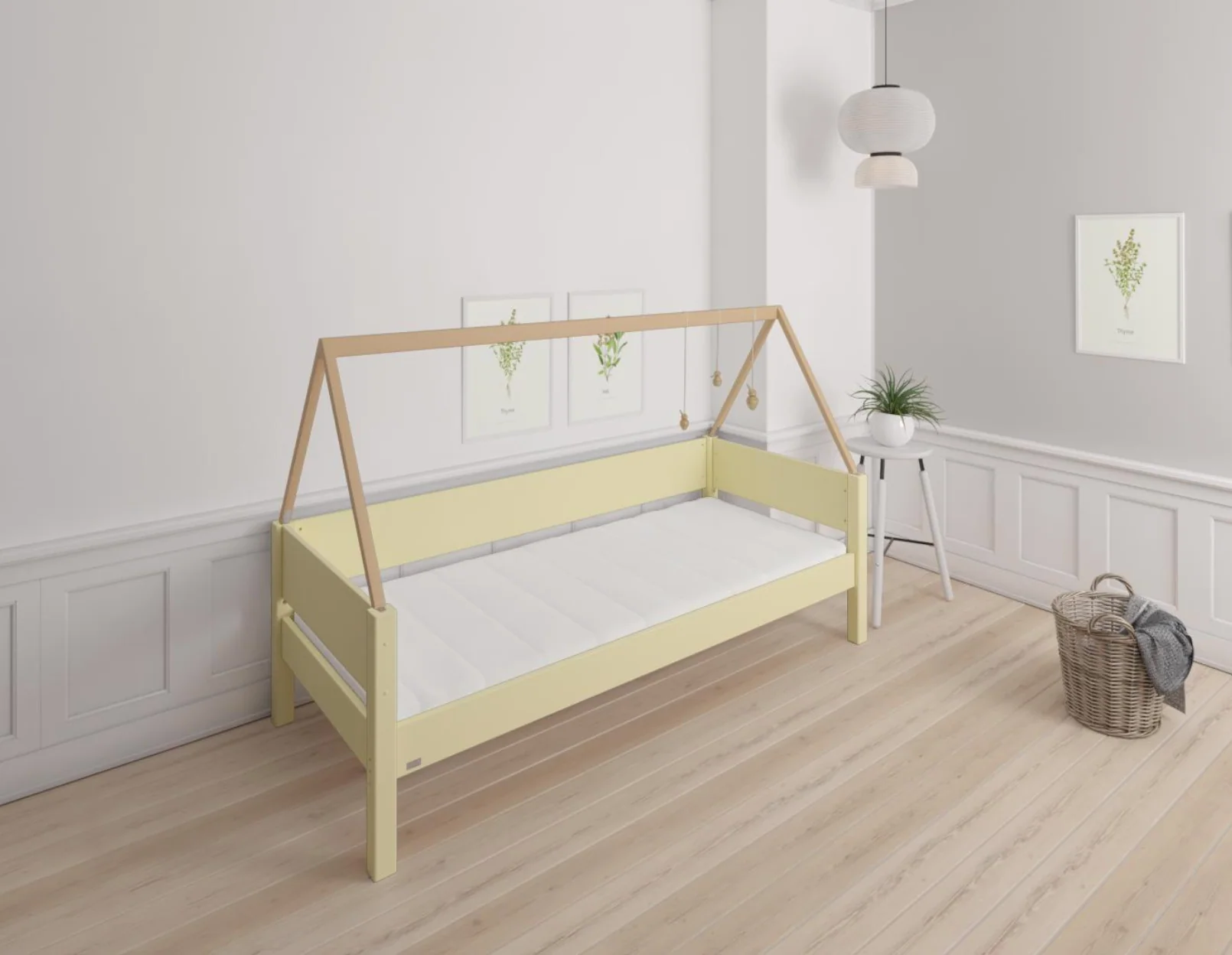 Saga børneseng med sengestel af bøg - 90*160cm - Sunny yellow - 44