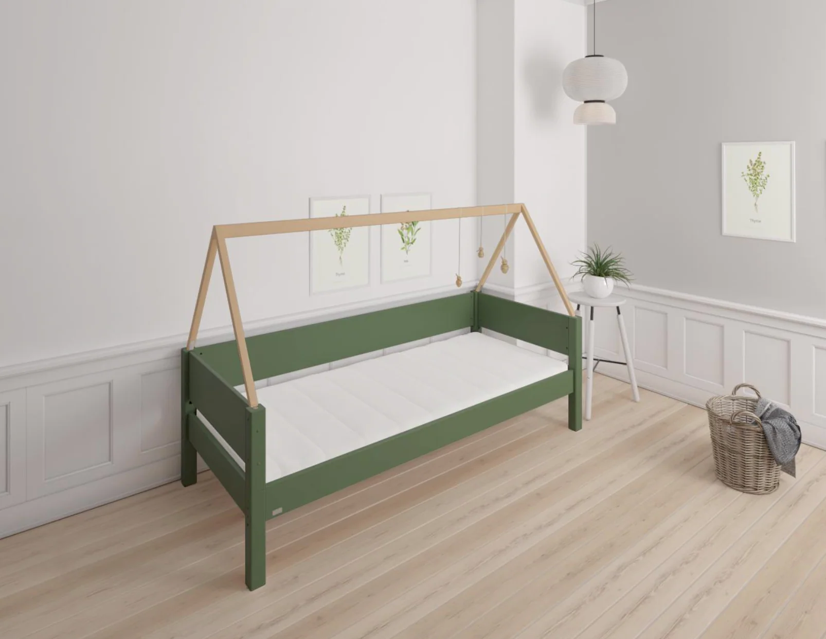 Saga børneseng med sengestel af bøg - 90*200cm - Dark green - 53