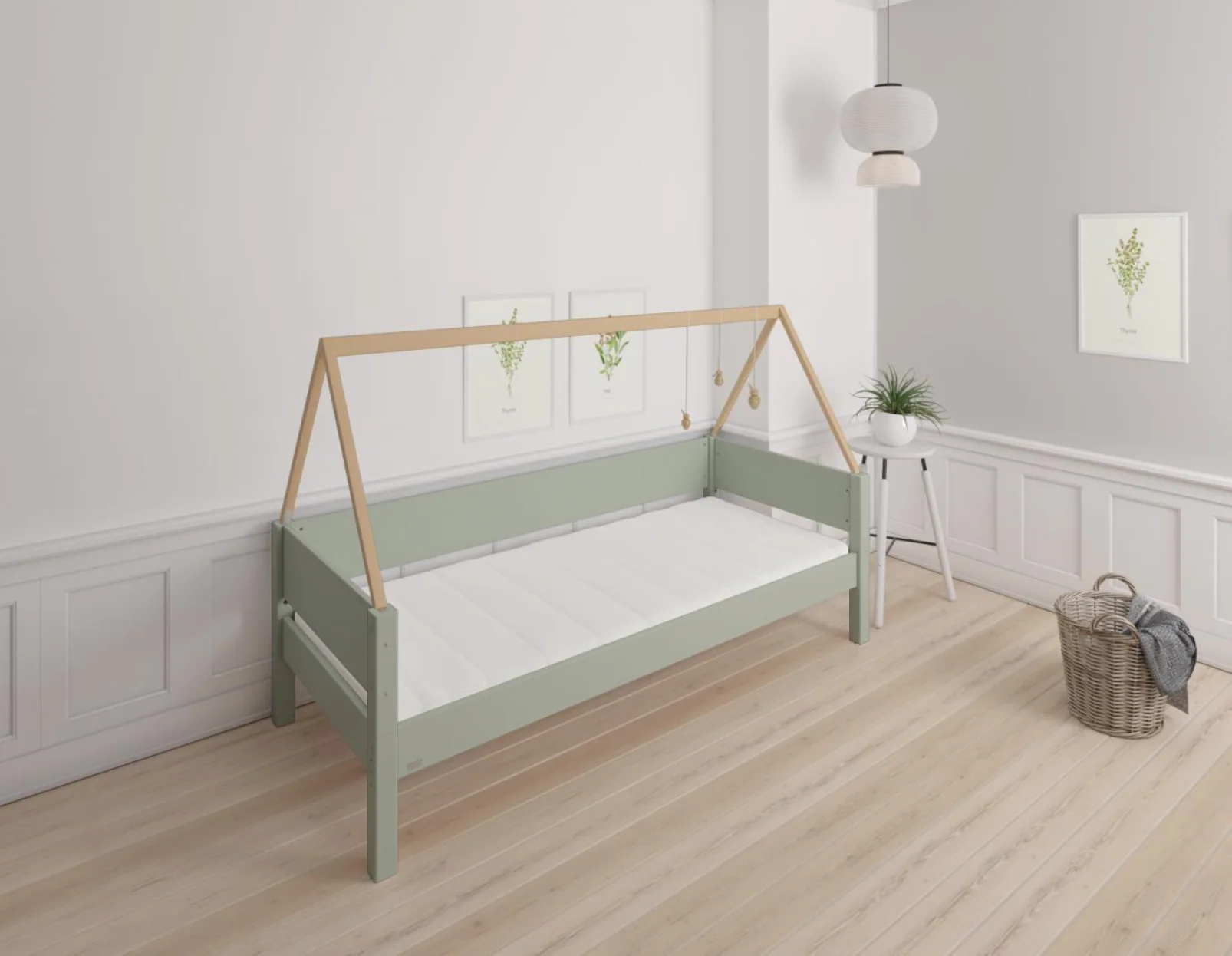 Saga børneseng med sengestel af bøg - 90*200cm - Light green - 54