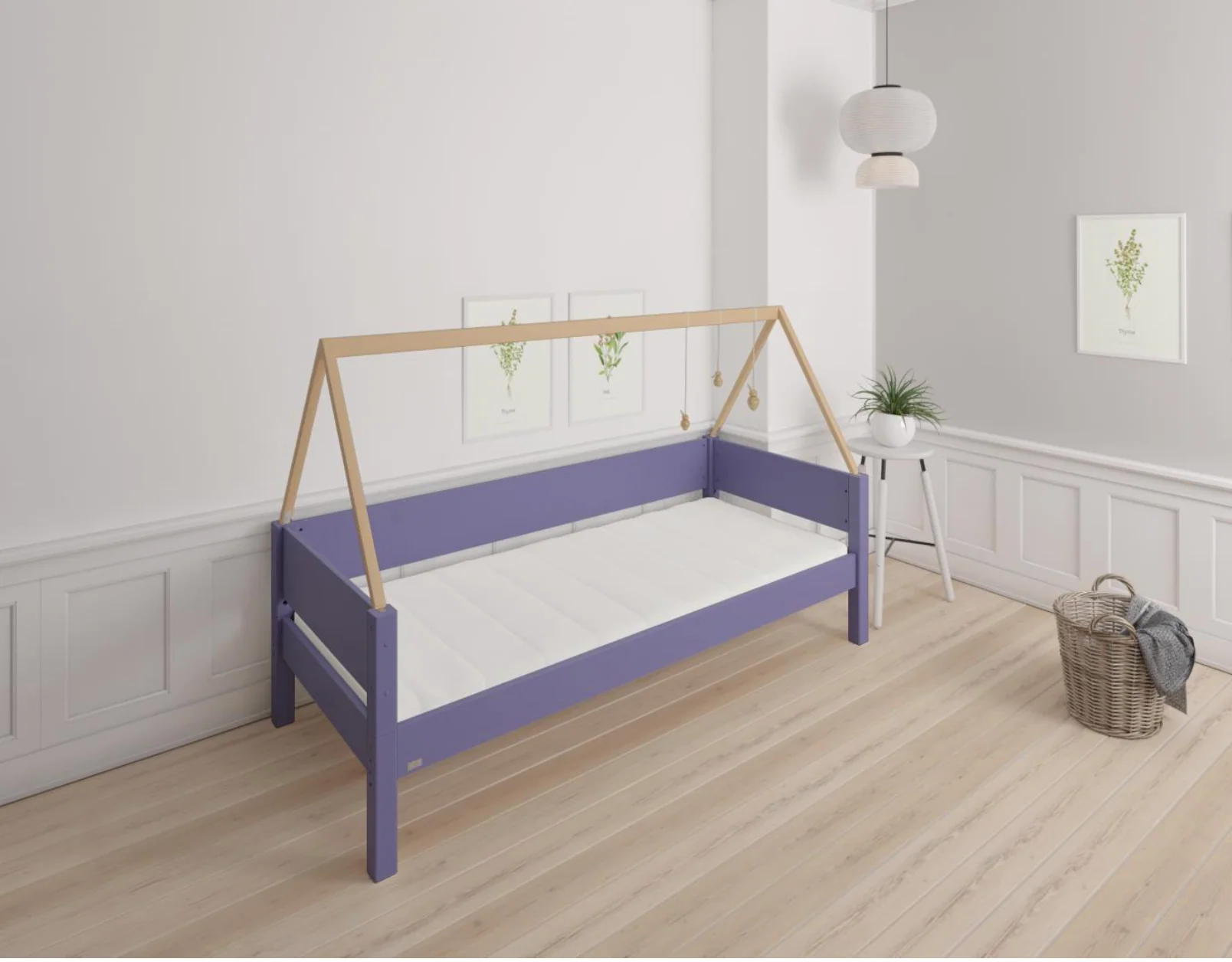 Saga børneseng med sengestel af bøg - 90*200cm - Light purple - 26